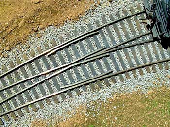 Curved HO scale turnout